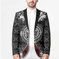 Black Aotearoa Taniko Motif Blazer Vintage Maori New Zealand Tribal Art Pattern - Polynesian Pride