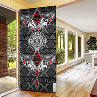 Black Aotearoa Taniko Motif Door Cover Vintage Maori New Zealand Tribal Art Pattern - Polynesian Pride
