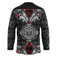 Black Aotearoa Taniko Motif Hockey Jersey Vintage Maori New Zealand Tribal Art Pattern - Polynesian Pride