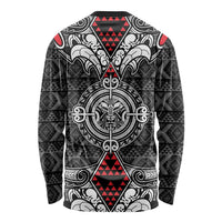 Black Aotearoa Tanilo Motif Long Sleeve Shirt Vintage Maori New Zealand Tribal Art Pattern