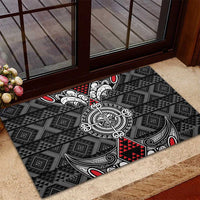 Black Aotearoa Taniko Motif Rubber Doormat Vintage Maori New Zealand Tribal Art Pattern