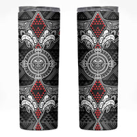 Black Aotearoa Taniko Motif Skinny Tumbler Vintage Maori New Zealand Tribal Art Pattern