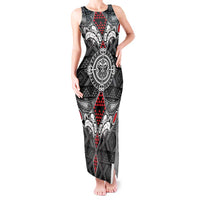 Black Aotearoa Tanilo Motif Tank Maxi Dress Vintage Maori New Zealand Tribal Art Pattern