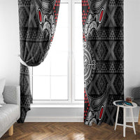Black Aotearoa Taniko Motif Window Curtain Vintage Maori New Zealand Tribal Art Pattern
