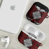 Red Aotearoa Taniko Motif AirPods Case Vintage Maori New Zealand Tribal Art Pattern - Polynesian Pride