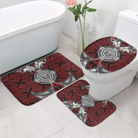 Red Aotearoa Taniko Motif Bathroom Set Vintage Maori New Zealand Tribal Art Pattern - Polynesian Pride