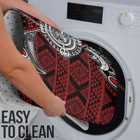 Red Aotearoa Taniko Motif Bathroom Set Vintage Maori New Zealand Tribal Art Pattern - Polynesian Pride