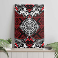 Red Aotearoa Taniko Motif Canvas Wall Art Vintage Maori New Zealand Tribal Art Pattern