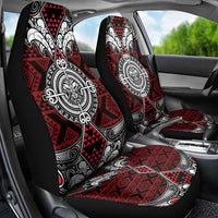 Red Aotearoa Taniko Motif Car Seat Cover Vintage Maori New Zealand Tribal Art Pattern