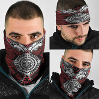 Red Aotearoa Taniko Motif Neck Gaiter Vintage Maori New Zealand Tribal Art Pattern - Polynesian Pride