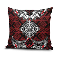 Red Aotearoa Taniko Motif Pillow Cover Vintage Maori New Zealand Tribal Art Pattern - Polynesian Pride