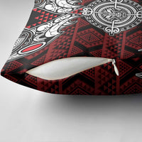 Red Aotearoa Taniko Motif Pillow Cover Vintage Maori New Zealand Tribal Art Pattern - Polynesian Pride