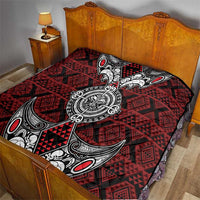 Red Aotearoa Taniko Motif Quilt Vintage Maori New Zealand Tribal Art Pattern
