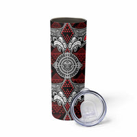 Red Aotearoa Taniko Motif Skinny Tumbler Vintage Maori New Zealand Tribal Art Pattern