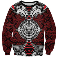 Red Aotearoa Tanilo Motif Sweatshirt Vintage Maori New Zealand Tribal Art Pattern LT9 Unisex Red - Polynesian Pride