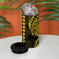 Kakau Polynesian Tribal Hawaiian Turtle 4 in 1 Can Cooler Tumbler with Kanaka Maoli Yellow