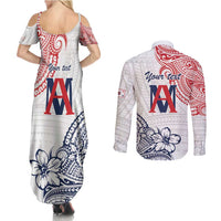 Kingdom of Uvea 1842-1860 Personalized Couples Matching Summer Maxi Dress and Long Sleeve Button Shirt Wallis and Futuna Polynesian Tribal Pattern