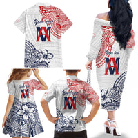 Kingdom of Uvea 1842-1860 Personalized Family Matching Off The Shoulder Long Sleeve Dress and Hawaiian Shirt Wallis and Futuna Polynesian Tribal Pattern