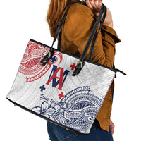 Kingdom of Uvea 1842-1860 Personalized Leather Tote Bag Wallis and Futuna Polynesian Tribal Pattern