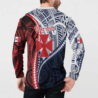 Kingdom of Uvea 1860-1886 Personalized Button Sweatshirt Wallis and Futuna Polynesian Tribal Pattern