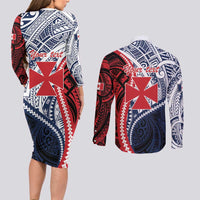 Kingdom of Uvea 1860-1886 Personalized Couples Matching Long Sleeve Bodycon Dress and Long Sleeve Button Shirt Wallis and Futuna Polynesian Tribal Pattern