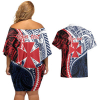 Kingdom of Uvea 1860-1886 Personalized Couples Matching Off Shoulder Short Dress and Hawaiian Shirt Wallis and Futuna Polynesian Tribal Pattern