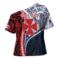 Kingdom of Uvea 1860-1886 Personalized Cross Shoulder Shirt Wallis and Futuna Polynesian Tribal Pattern - Polynesian Pride