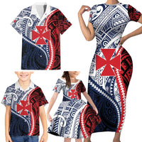 Kingdom of Uvea 1860-1886 Personalized Family Matching Short Sleeve Bodycon Dress and Hawaiian Shirt Wallis and Futuna Polynesian Tribal Pattern