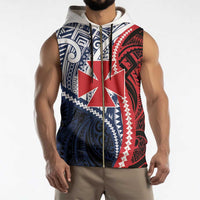 Kingdom of Uvea 1860-1886 Personalized Sleeveless Zip Hoodie Wallis and Futuna Polynesian Tribal Pattern - Polynesian Pride