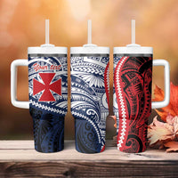 Kingdom of Uvea 1860-1886 Personalized Tumbler With Handle Wallis and Futuna Polynesian Tribal Pattern