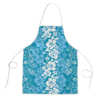 Hawaiian Lei Day Apron Blue Hibiscus Flowers Lei Art - Polynesian Pride