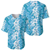 Hawaiian Lei Day Baseball Jersey Blue Hibiscus Flowers Lei Art