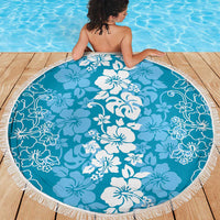 Hawaiian Lei Day Beach Blanket Blue Hibiscus Flowers Lei Art LT9 - Polynesian Pride