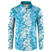 Hawaiian Lei Day Button Sweatshirt Blue Hibiscus Flowers Lei Art LT9 Blue - Polynesian Pride