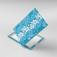 Hawaiian Lei Day Canvas Wall Art Blue Hibiscus Flowers Lei Art LT9 With Frame Blue - Polynesian Pride