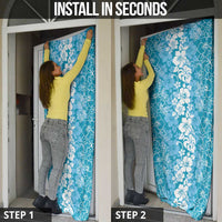 Hawaiian Lei Day Door Cover Blue Hibiscus Flowers Lei Art - Polynesian Pride