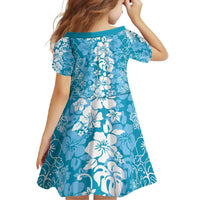 Hawaiian Lei Day Family Matching Summer Maxi Dress and Hawaiian Shirt Blue Hibiscus Flowers Lei Art LT9 - Polynesian Pride