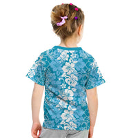 Hawaiian Lei Day Kid T Shirt Blue Hibiscus Flowers Lei Art