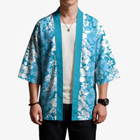 Hawaiian Lei Day Kimono Blue Hibiscus Flowers Lei Art - Polynesian Pride