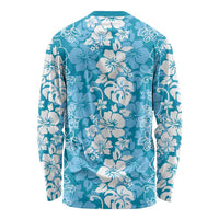 Hawaiian Lei Day Long Sleeve Shirt Blue Hibiscus Flowers Lei Art