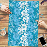Hawaiian Lei Day Puzzle Blue Hibiscus Flowers Lei Art LT9 Blue - Polynesian Pride