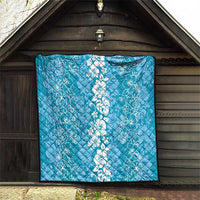 Hawaiian Lei Day Quilt Blue Hibiscus Flowers Lei Art