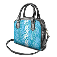 Hawaiian Lei Day Shoulder Handbag Blue Hibiscus Flowers Lei Art LT9 - Polynesian Pride