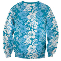Hawaiian Lei Day Sweatshirt Blue Hibiscus Flowers Lei Art