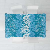 Hawaiian Lei Day Tablecloth Blue Hibiscus Flowers Lei Art
