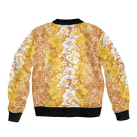 Hawaiian Lei Day Bomber Jacket Gold Hibiscus Flowers Lei Art LT9 - Polynesian Pride