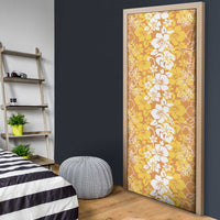 Hawaiian Lei Day Door Cover Gold Hibiscus Flowers Lei Art - Polynesian Pride