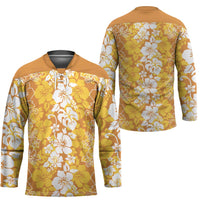 Hawaiian Lei Day Hockey Jersey Gold Hibiscus Flowers Lei Art - Polynesian Pride