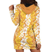 Hawaiian Lei Day Hoodie Dress Gold Hibiscus Flowers Lei Art