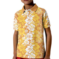 Hawaiian Lei Day Kid Polo Shirt Gold Hibiscus Flowers Lei Art